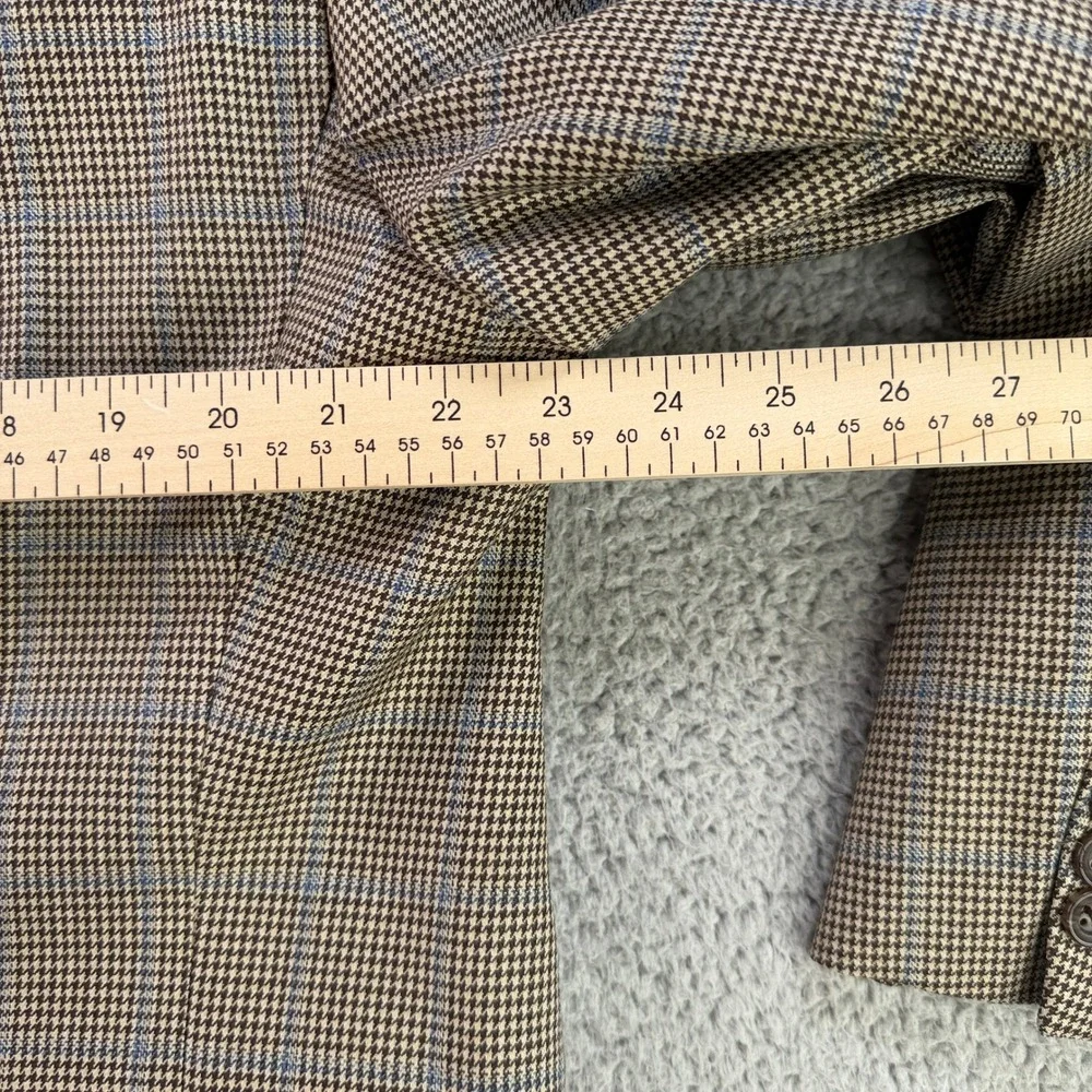 Saks Fifth Avenue Blazer Mens 44R Brown Loro Piana Wool Houndstooth Sport Coat